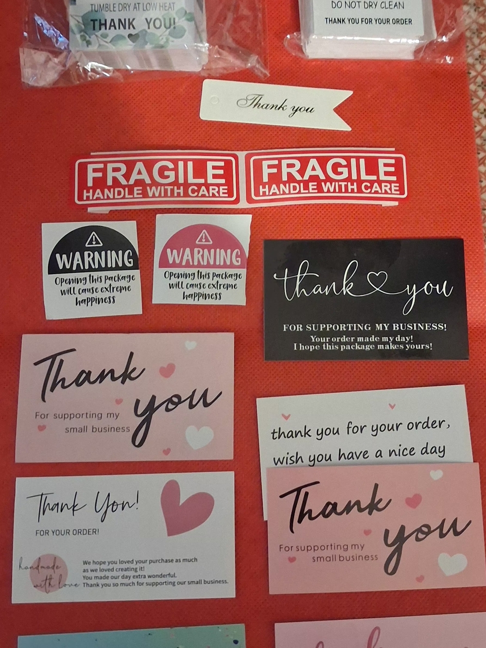 The Combo Kit. Thank You Cards Assort. Sticker, Fragil, Washing.
